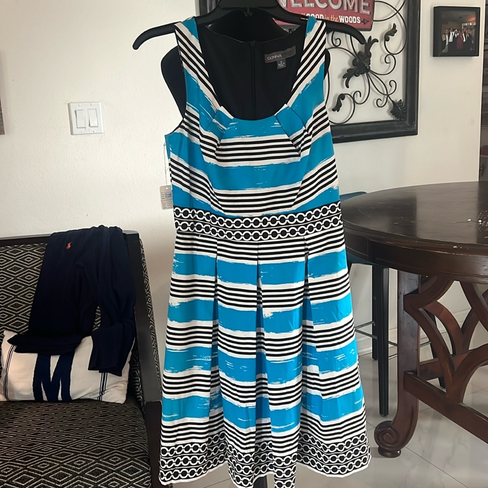 Donna Ricco dress teal and black sleeveless.